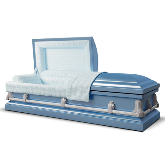 Andover Series | Light Blue Steel Casket with Light Blue Interior