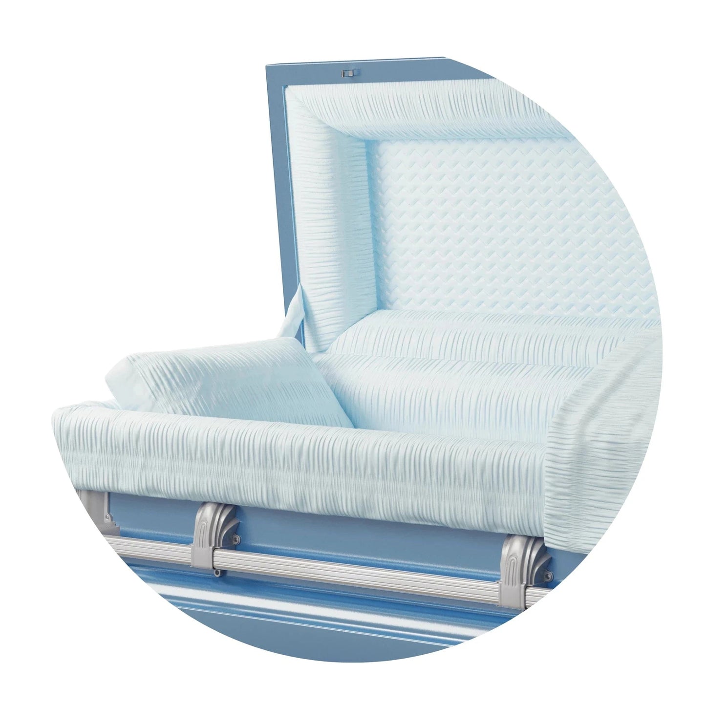 Andover Series | Light Blue Steel Casket with Light Blue Interior