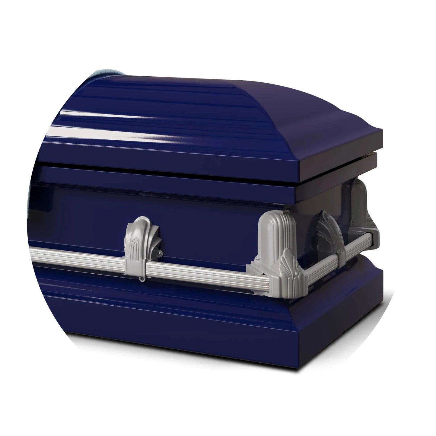 Andover Series | Dark Blue Steel Casket with Light Blue Interior