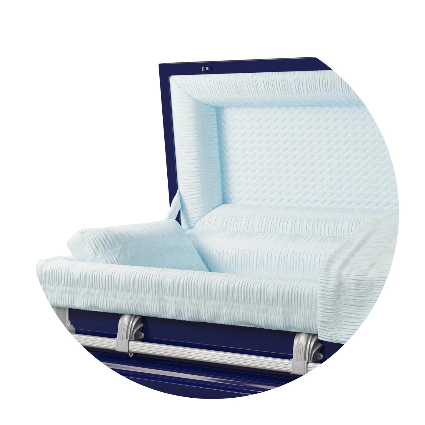 Andover Series | Dark Blue Steel Casket with Light Blue Interior