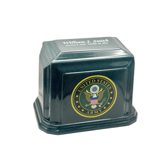 Classic Military Marble Cremation Urn | Army Green