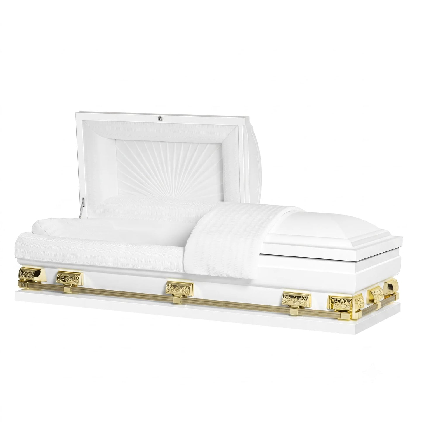 Ashford XL Series (28 in.) | White & Gold 20 Gauge Steel Casket with White Crepe Interior