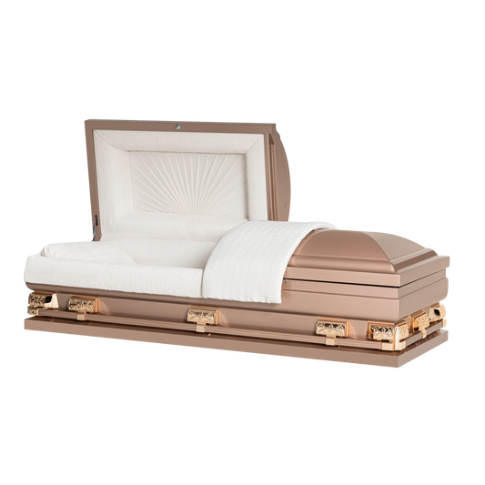 Ashford XL Series (28 in.) | Copper 20 Gauge Steel Casket with Ivory Crepe Interior