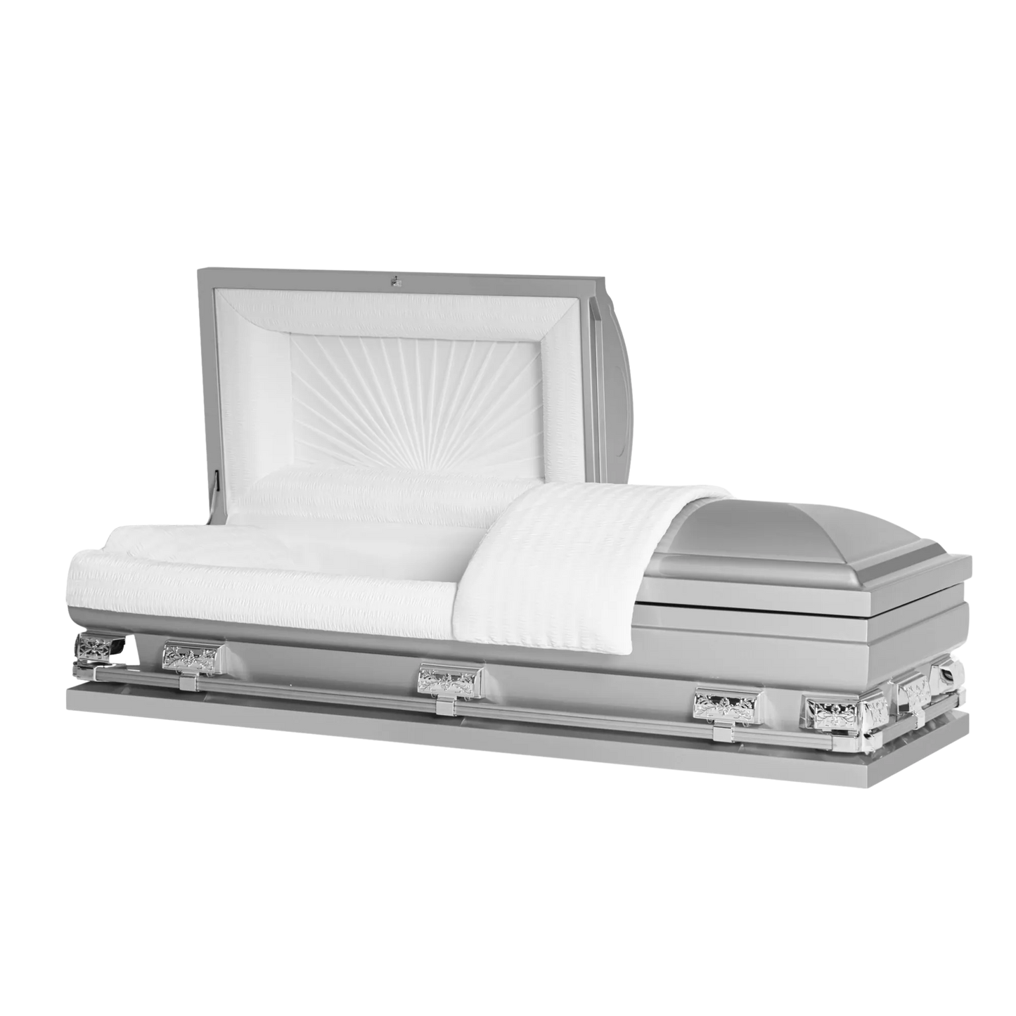 Ashford XL Series (28 in.) | Silver 20 Gauge Steel Casket with White Crepe Interior