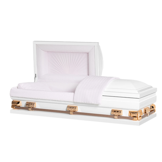 Ashford XL Series (28 in.) | White & Pink 20 Gauge Steel Casket with Pink Crepe Interior