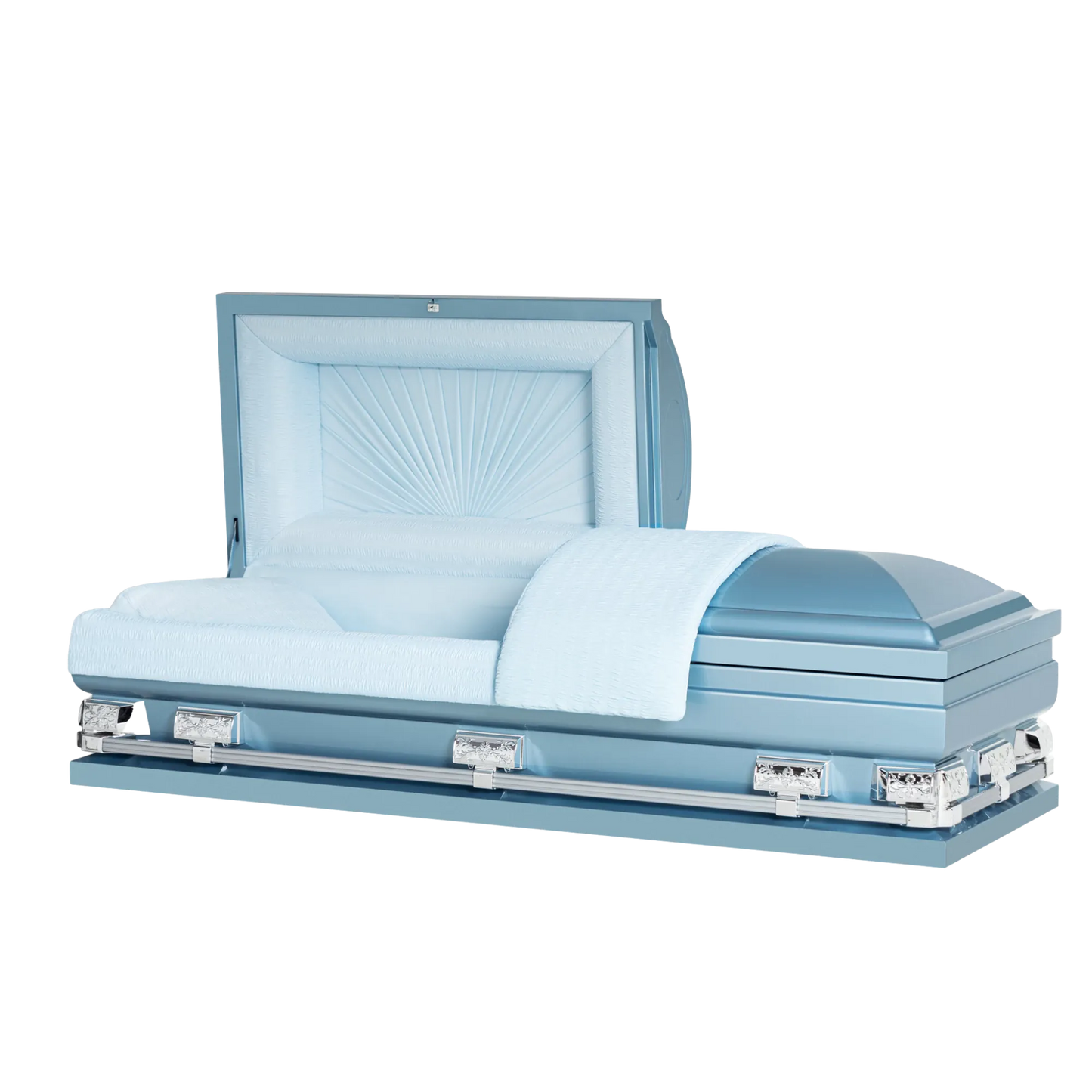 Ashford XL Series (28 in.) | Light Blue 20 Gauge Steel Casket with Blue Crepe Interior