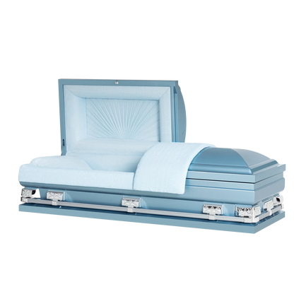 Ashford XL Series (28 in.) | Light Blue 20 Gauge Steel Casket with Blue Crepe Interior