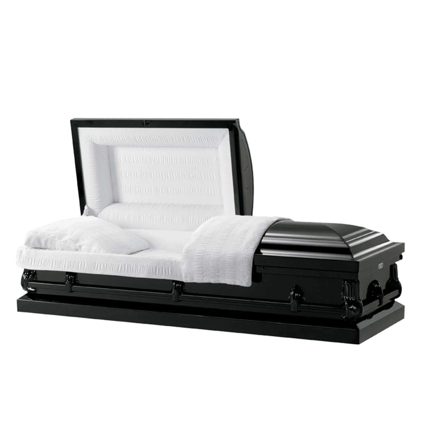 Andover Series (Made in USA) | Black Steel Casket with White Interior