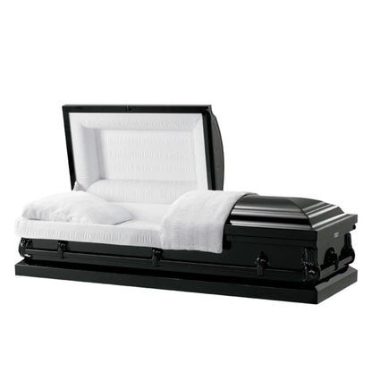 Andover Series (Made in USA) | Black Steel Casket with White Interior
