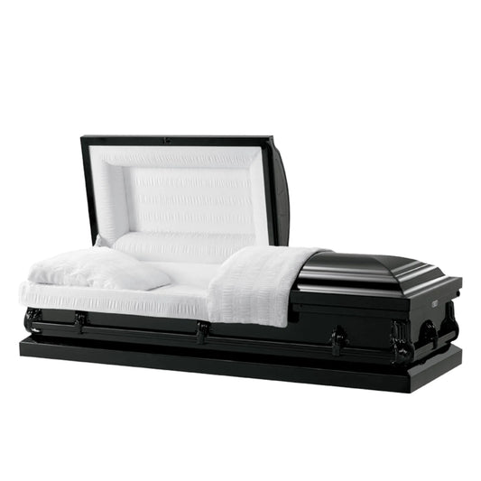Andover Series (Made in USA) | Black Steel Casket with White Interior