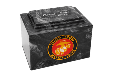 Military Marble Cremation Urn | Marines Black