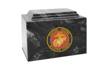 Military Marble Cremation Urn | Marines Black