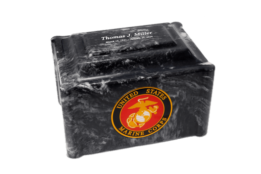 Military Marble Cremation Urn | Marines Black