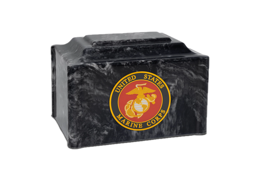 Military Marble Cremation Urn | Marines Black