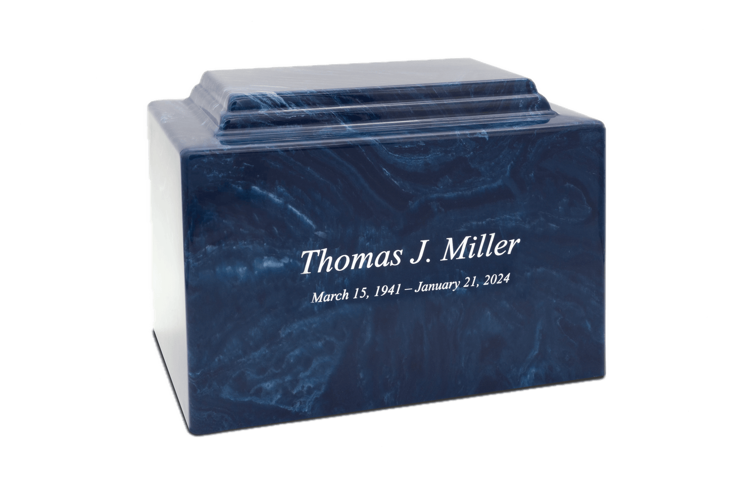 Navy Blue Cultured Marble Cremation Urn