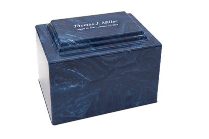 Navy Blue Cultured Marble Cremation Urn