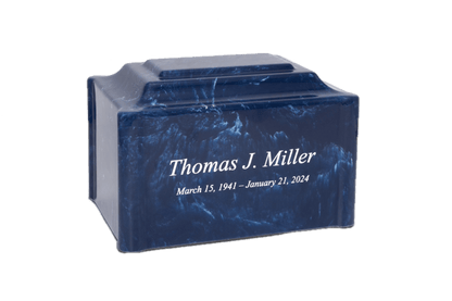 Navy Blue Cultured Marble Cremation Urn