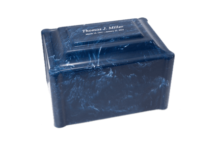 Navy Blue Cultured Marble Cremation Urn