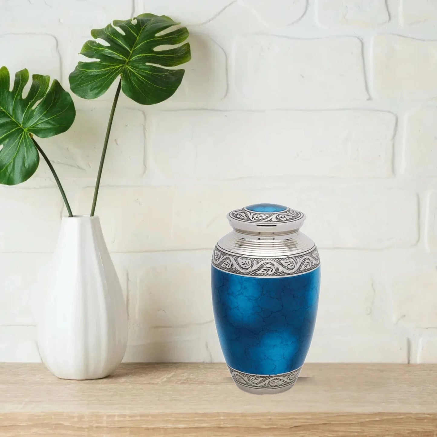 Brass Urn - Blue