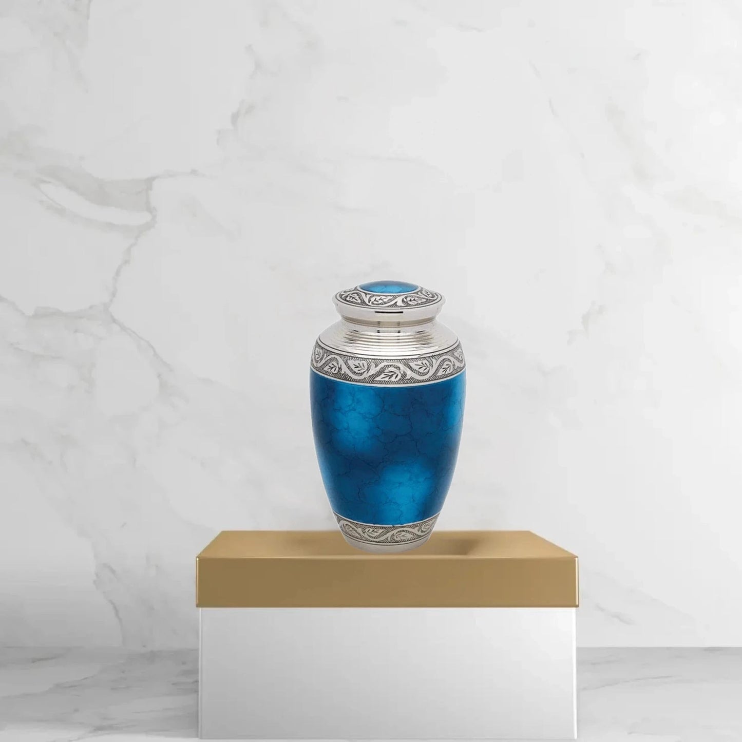 Brass Urn - Blue