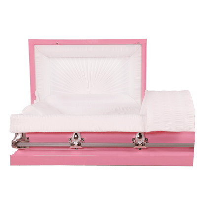 Orion Series (18 gauge) | Hot Pink Steel Casket with White Interior