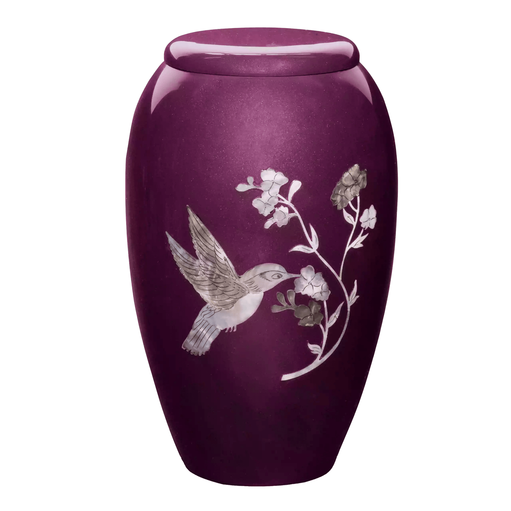 Designer Urn - Burgundy Hummingbird
