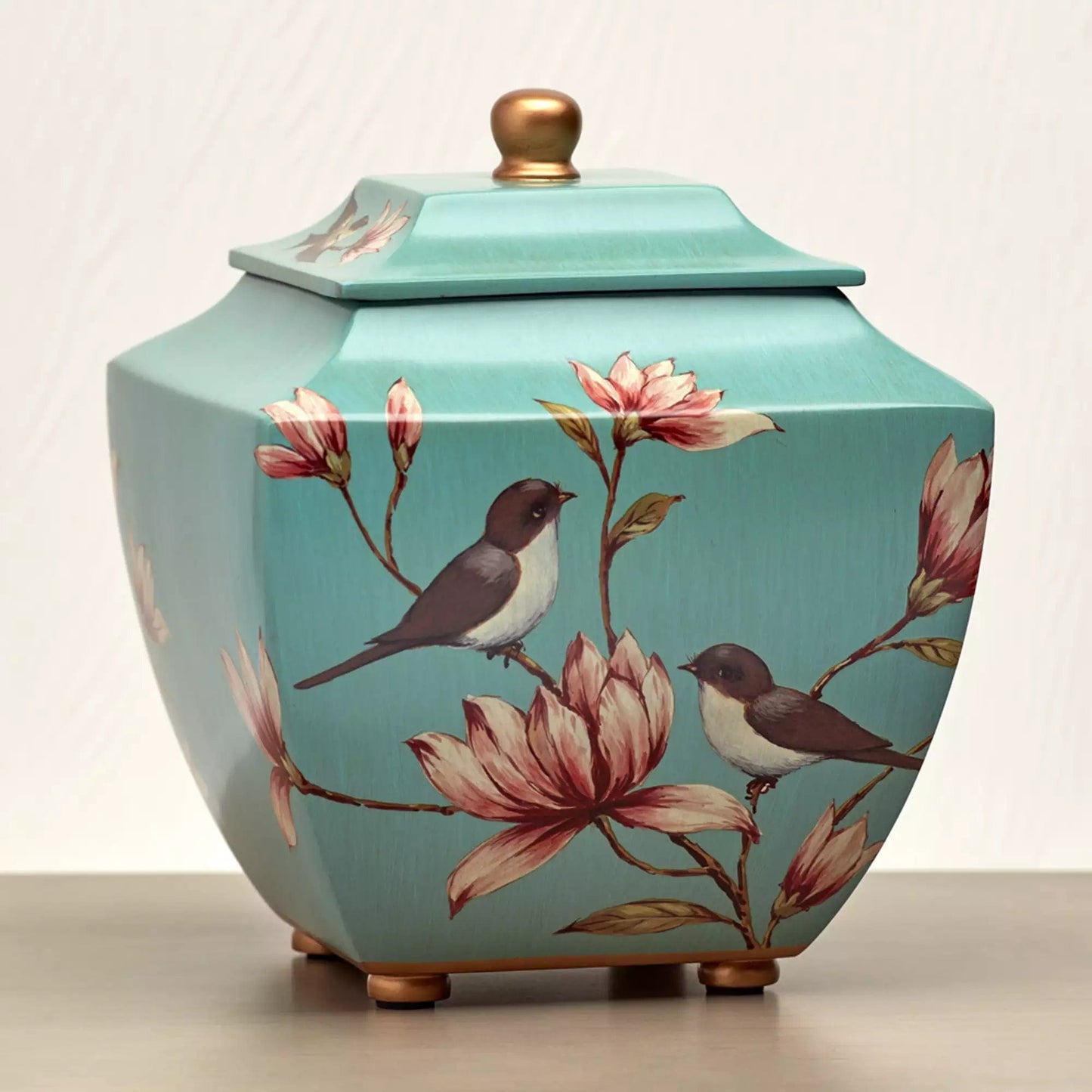 Floral Magnolia Lovebirds Large Adult Urn