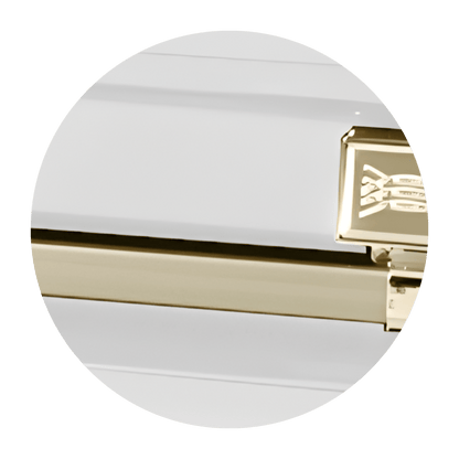 Commander XXL 40 & 44-inch | White and Gold Steel Oversize Casket with White Interior