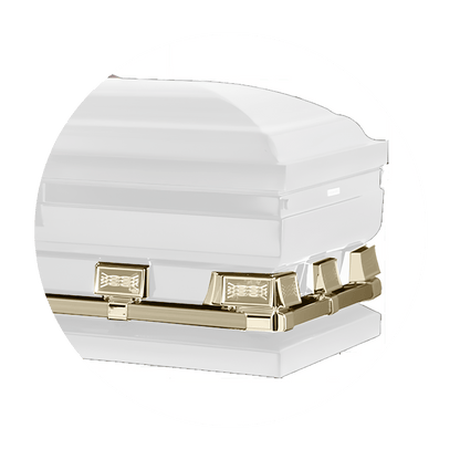 Commander XXL 40 & 44-inch | White and Gold Steel Oversize Casket with White Interior