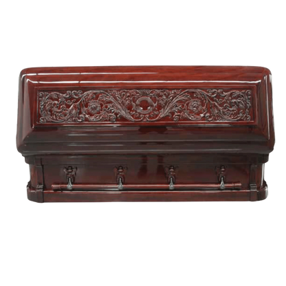 Northern (Mahogany) Carved Top Wood  Casket