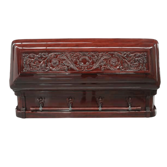 Northern (Mahogany) Carved Top Wood  Casket