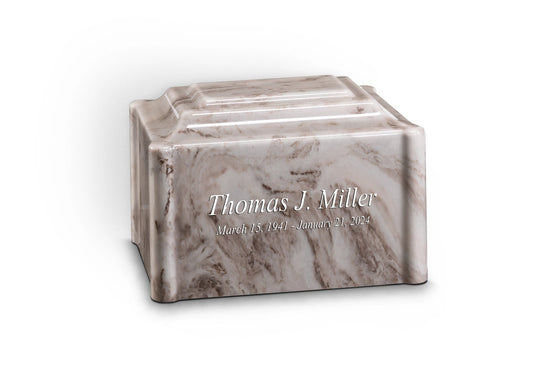 Cashmere Gray Cultured Marble Cremation Urn