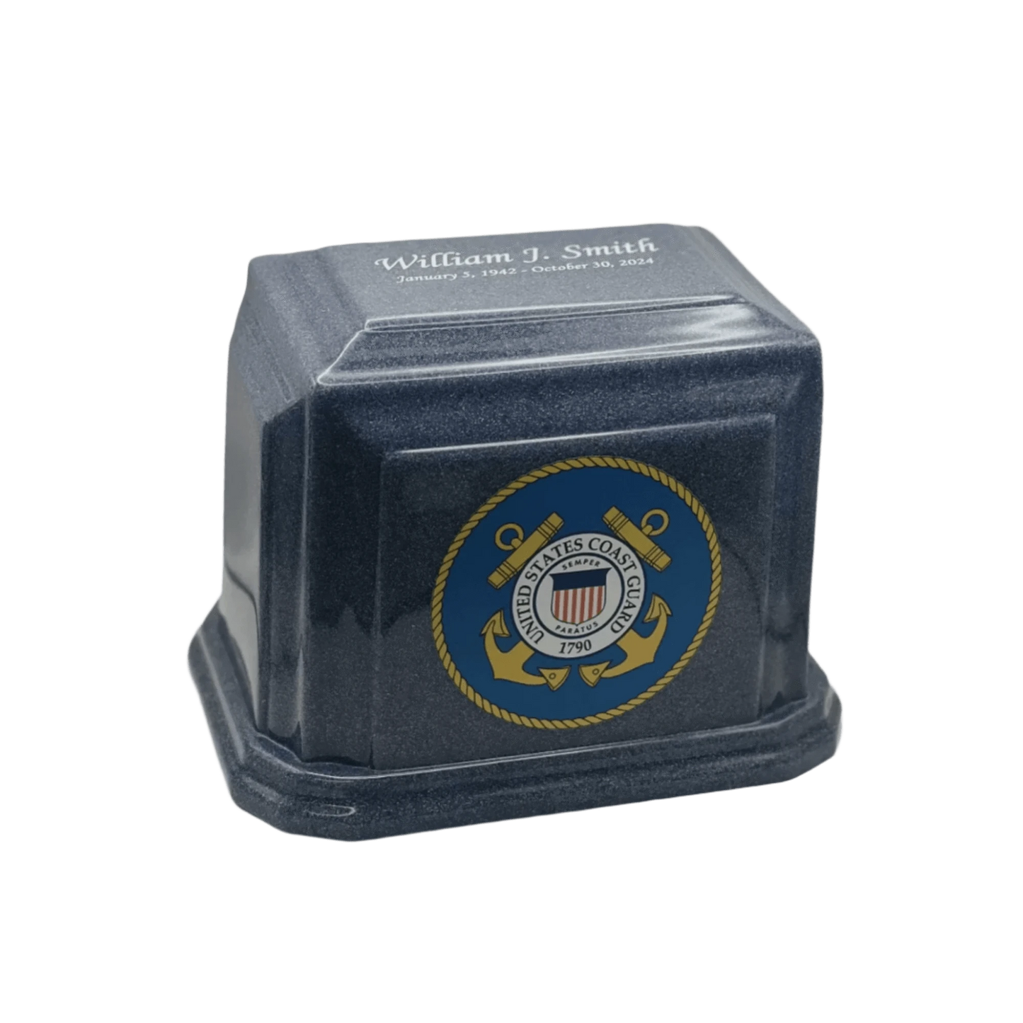 Classic Military Marble Cremation Urn | Coast Guard Blue