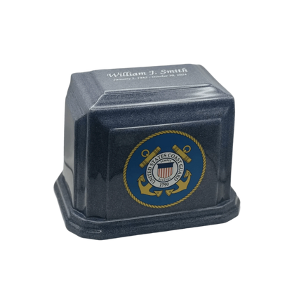 Classic Military Marble Cremation Urn | Coast Guard Blue
