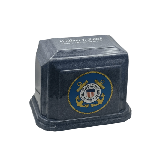 Classic Military Marble Cremation Urn | Coast Guard Blue