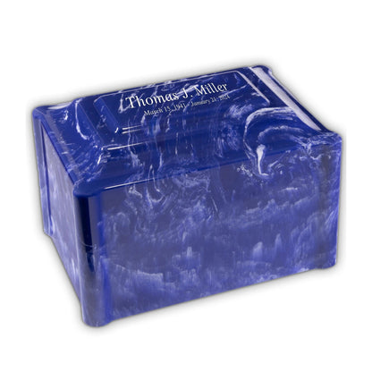 Cobalt Cultured Marble Cremation Urn