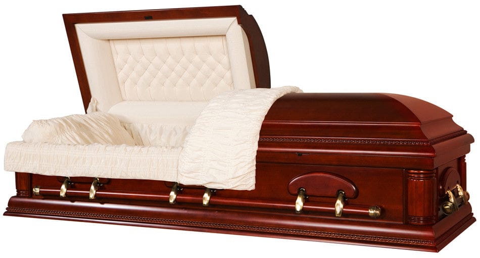 Pemberton (Solid Mahogany) | Mahogany Wood Casket with Matte Cherry Finish