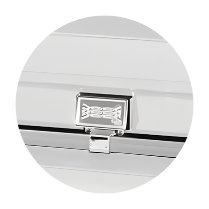 Commander XXL 40 & 44-inch | White and Silver Steel Oversize Casket with White Interior