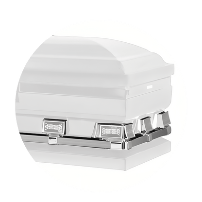 Commander XXL 40 & 44-inch | White and Silver Steel Oversize Casket with White Interior