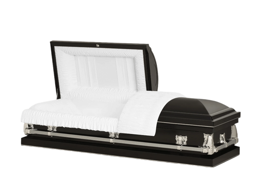 Montana Series | Black 20-Gauge Steel Casket – Half Couch