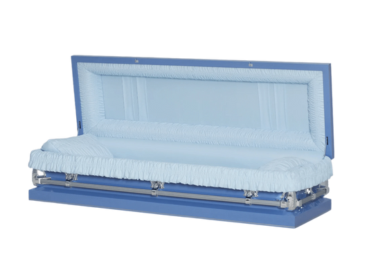 Manson Series | Leo Blue 20-Gauge Steel Casket – Full Couch