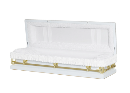 Manson Series | White Gold 20-Gauge Steel Casket – Full Couch