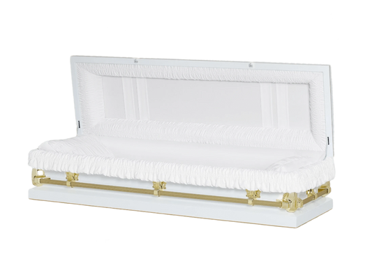 Manson Series | White Gold 20-Gauge Steel Casket – Full Couch
