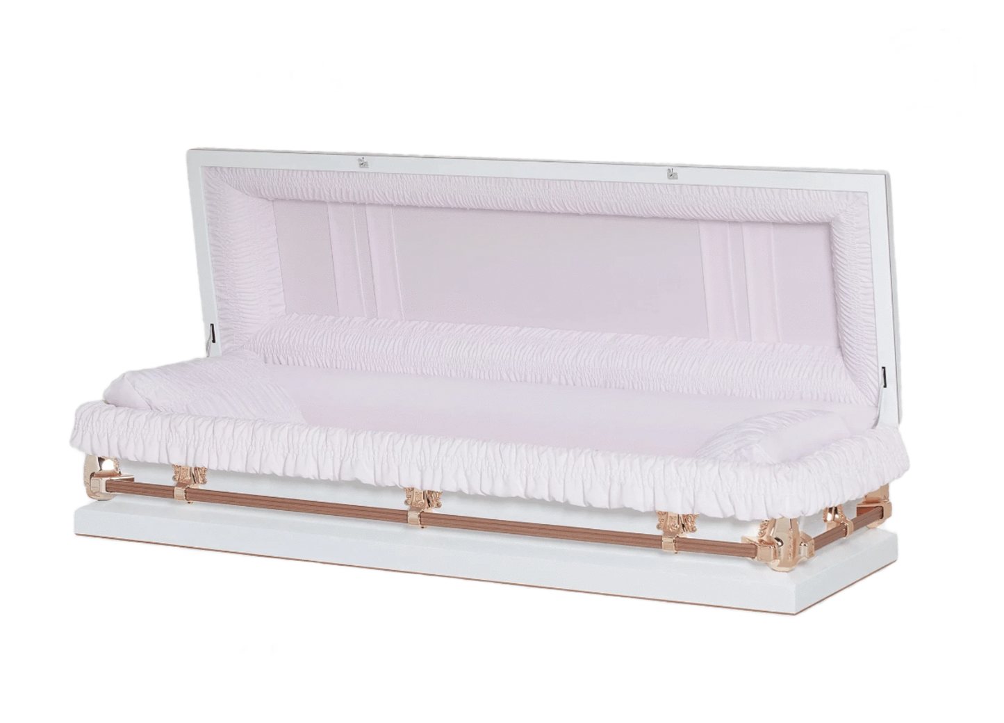 Manson Series | White Pink 20-Gauge Steel Casket – Full Couch