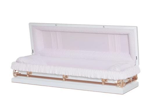 Manson Series | White Pink 20-Gauge Steel Casket – Full Couch