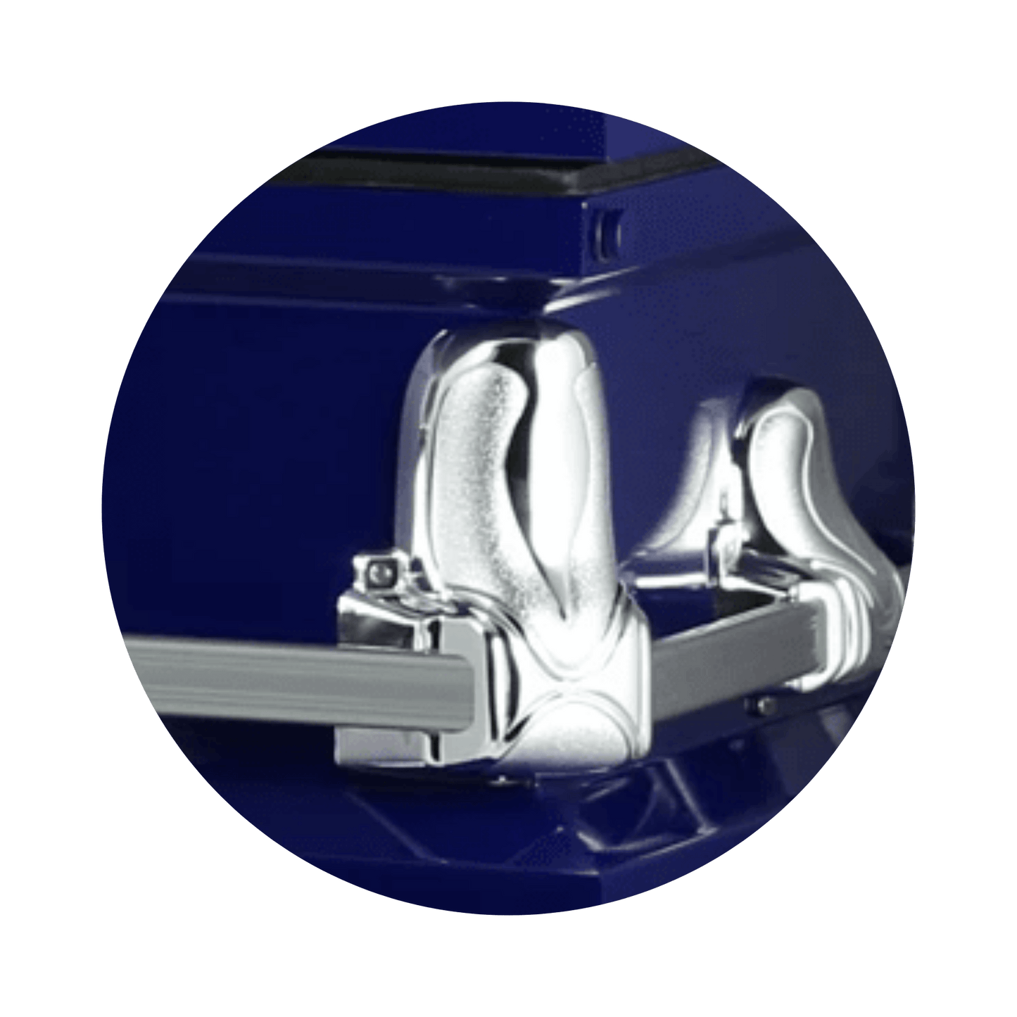 Orion Series | Dark Blue Steel Casket with White Interior