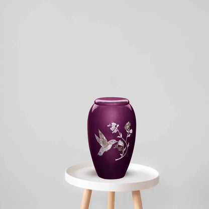 Designer Urn - Burgundy Hummingbird