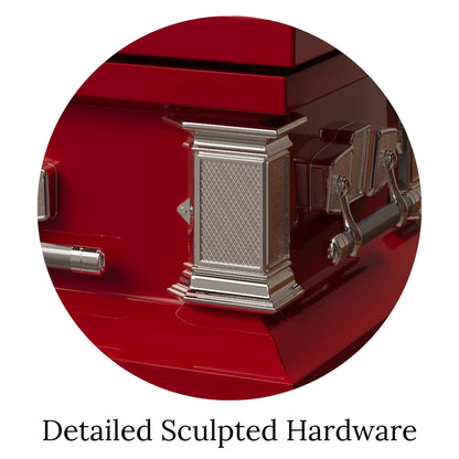 Satin Series | Red Steel Casket with White Interior