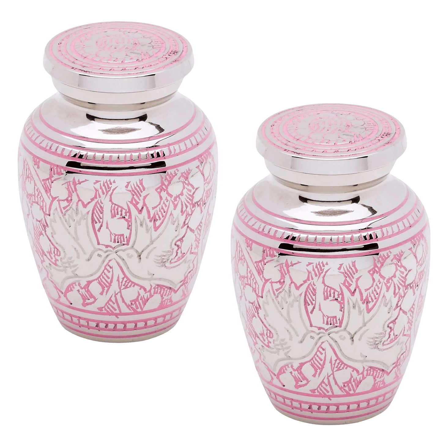Pair of Keepsake Urns - Pink Loving Doves | Dover Brass Urns