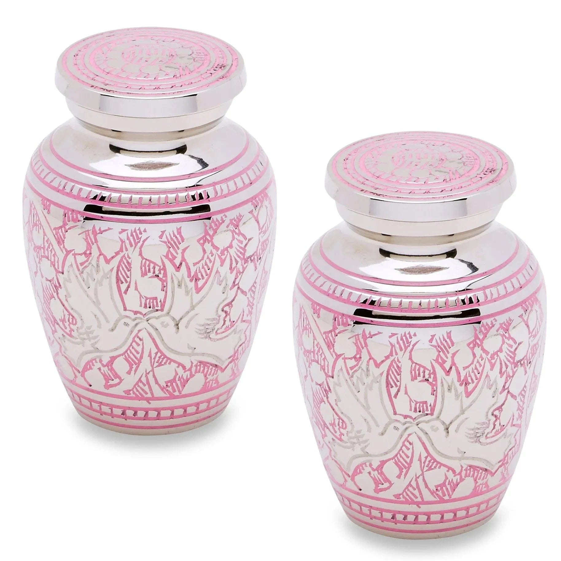 Pair of Pet Keepsake Urns - Pink Loving Doves | Dover Brass Urns
